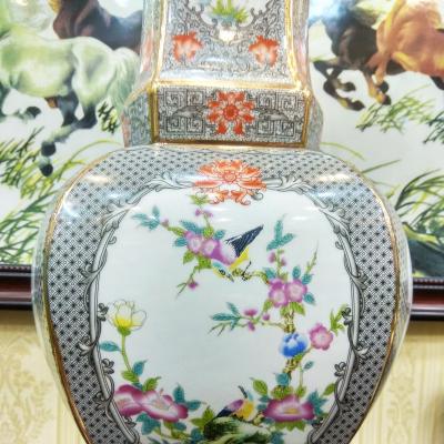 Bình Lục Giác họa tiết Tứ Quý